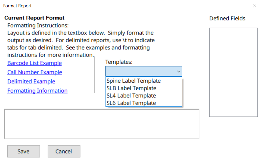 Custom Report Writer Template Dropdown Example.